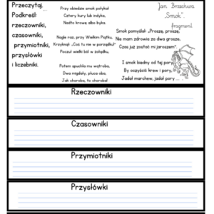 Wyszukiwanie części mowy- karty pracy