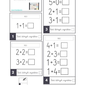 Powtórki - wklejki z działaniami- odejmowanie i dodawanie- e-book