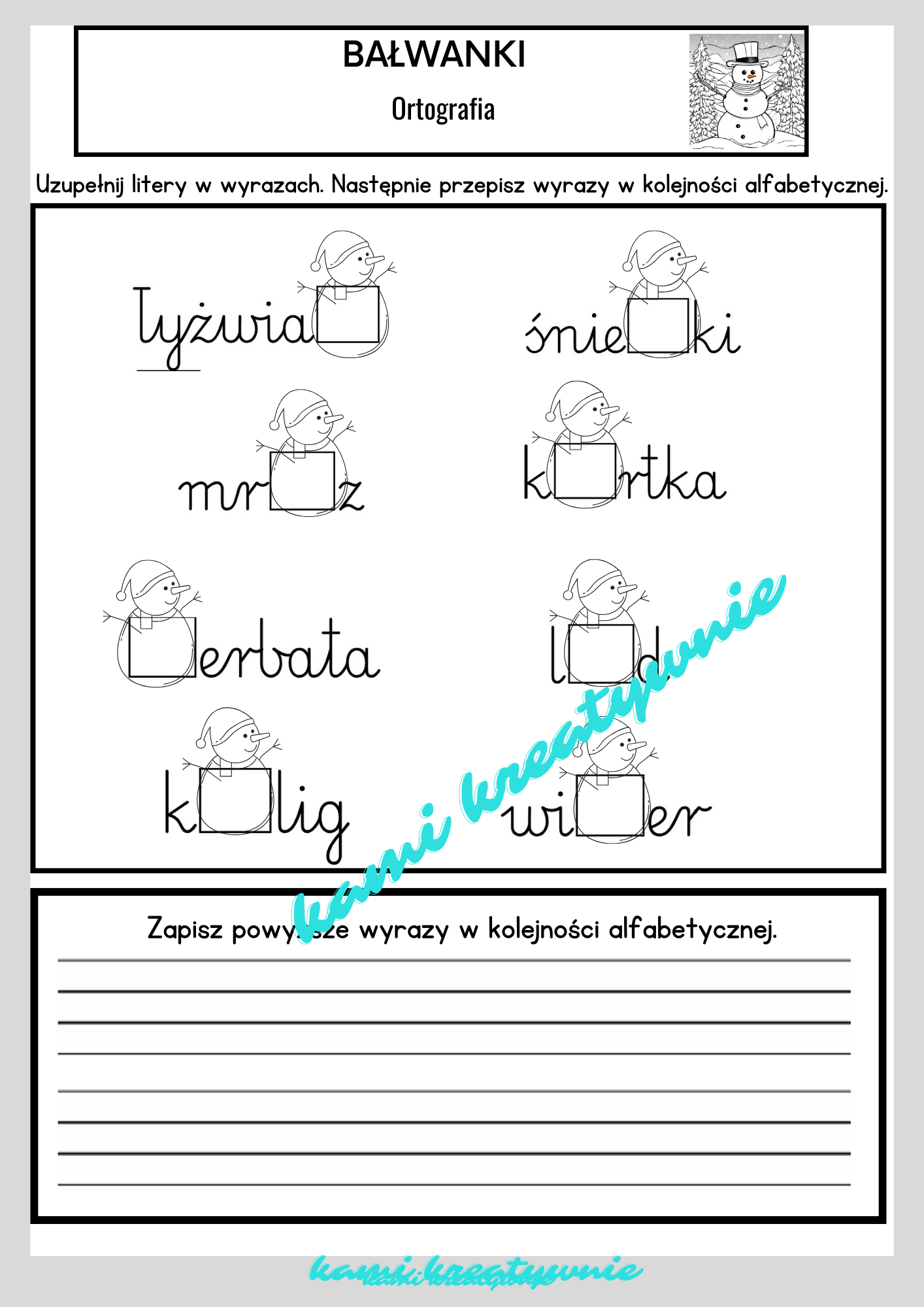 Bałwanki -lekcja zintegrowana- e-book