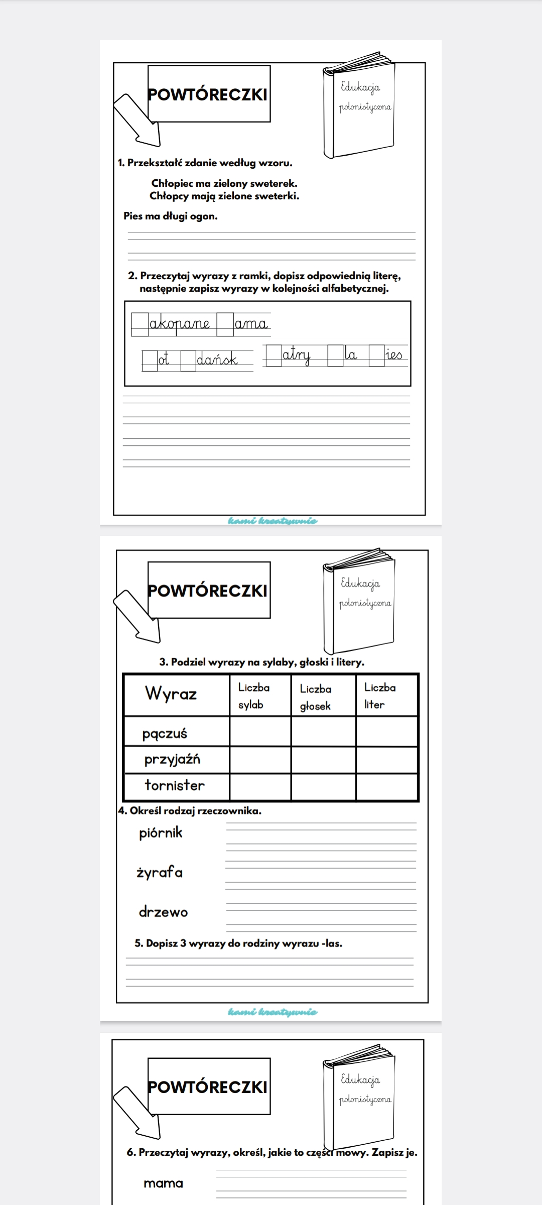 E- book z powtórzeniem wiadomości- klasa 3- I półrocze. Diagnoza