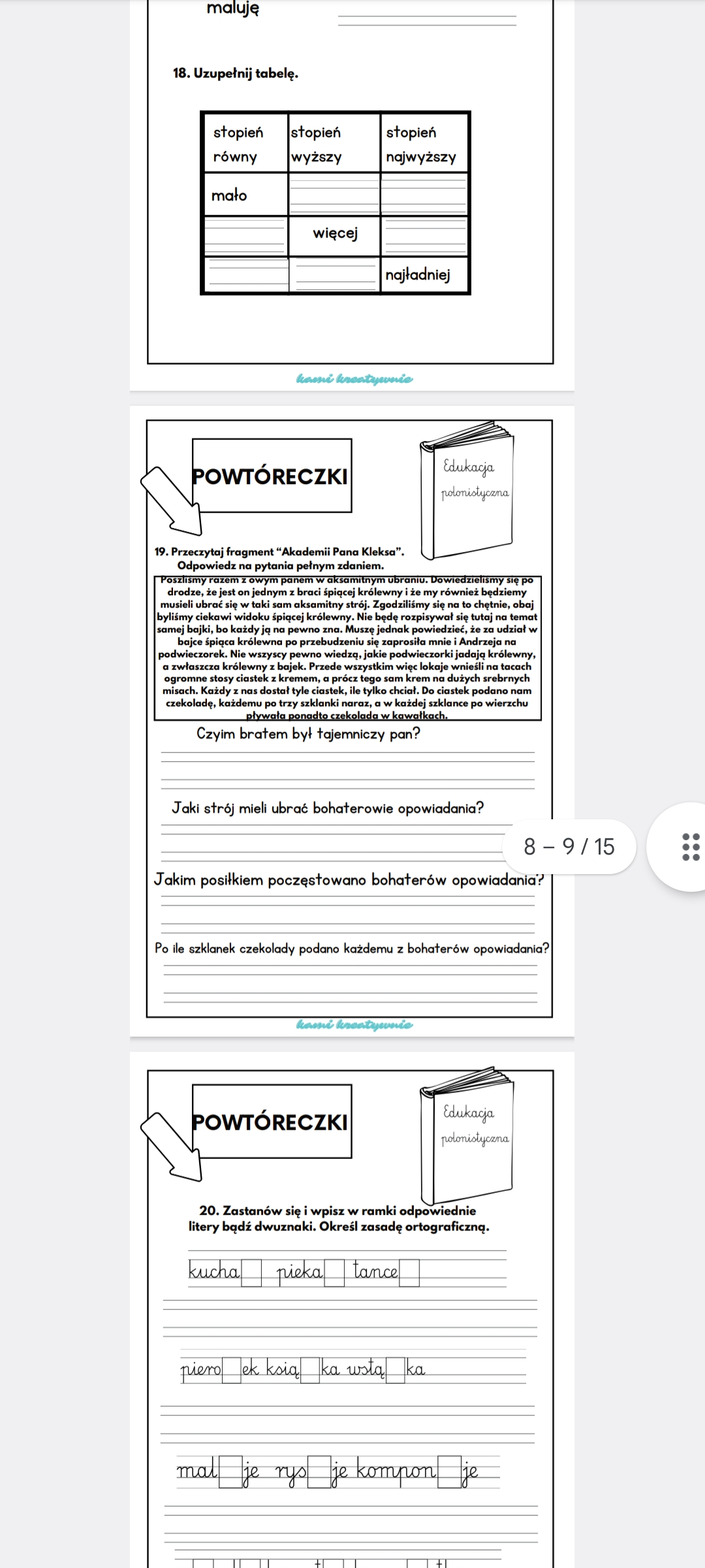 E- book z powtórzeniem wiadomości- klasa 3- I półrocze. Diagnoza - obrazek 13