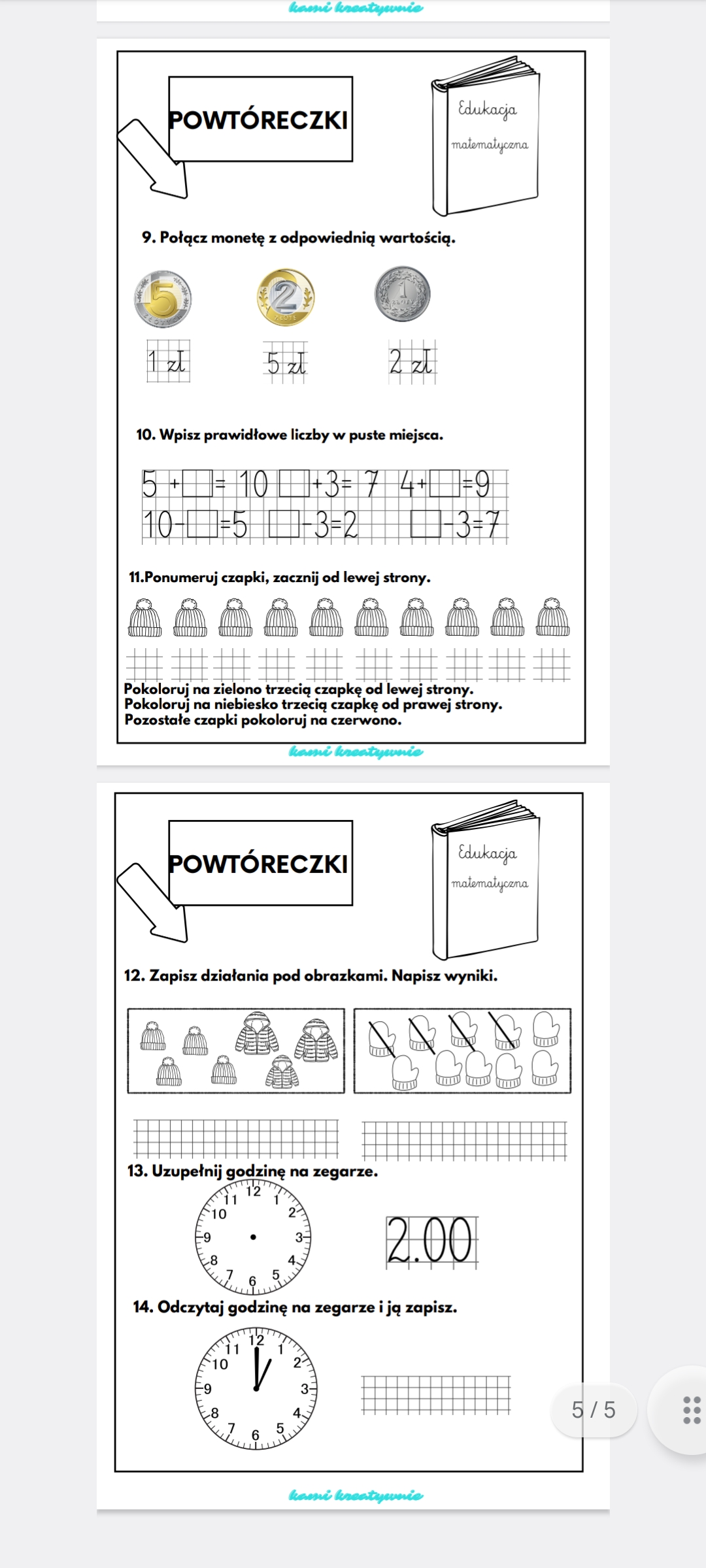 E- book z powtórzeniem wiadomości- klasa 1- I półrocze. Diagnoza - obrazek 5