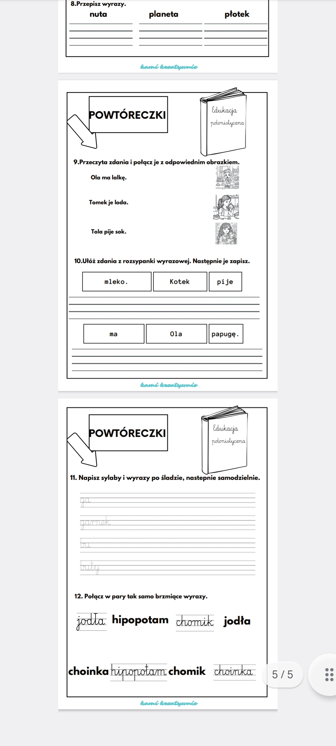 E- book z powtórzeniem wiadomości- klasa 1- I półrocze. Diagnoza - obrazek 2
