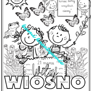 Wiosna - 3 części mowy- plakat i karta a4