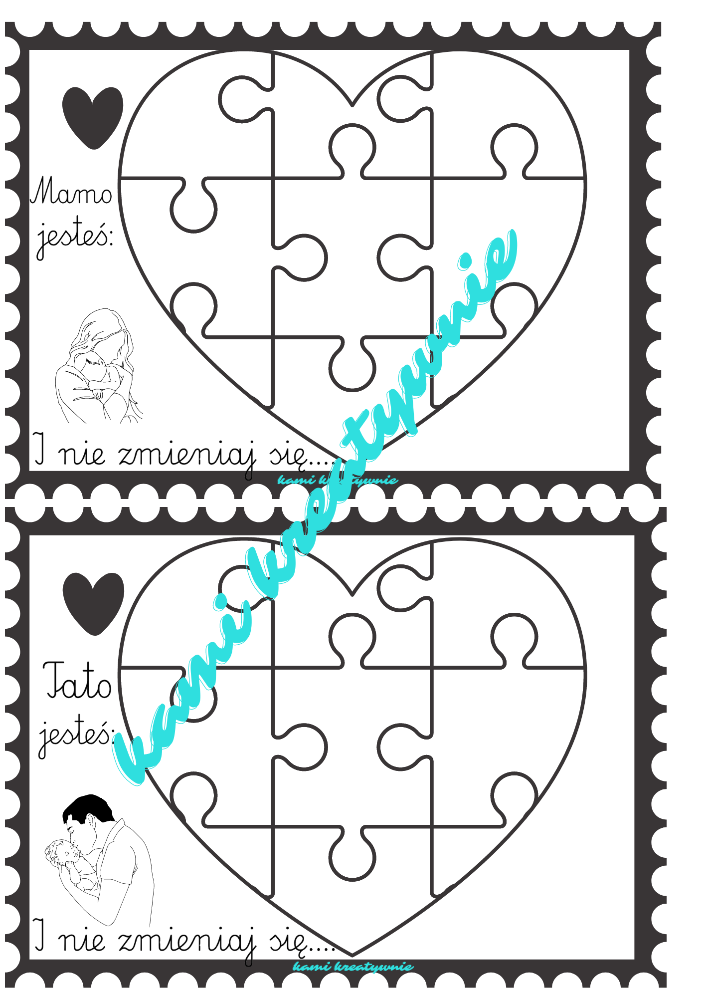 Dzień Mamy i Taty- kartka i zakładka