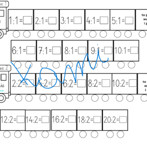 Pociągi - wklejki z mnożeniem i dzieleniem- e-book