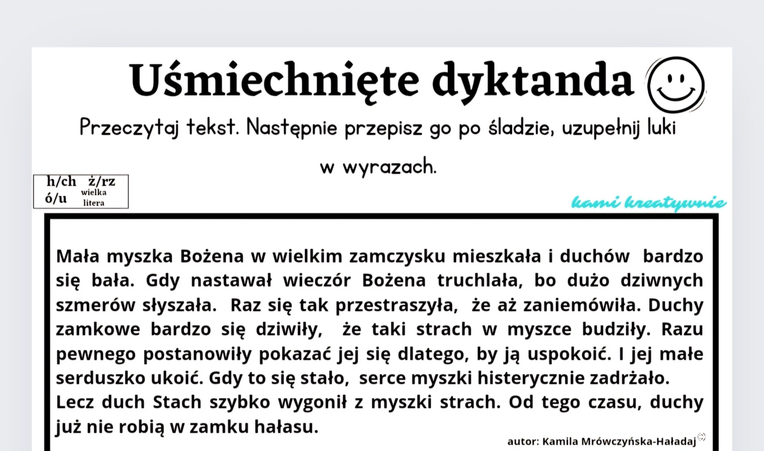 Dyktanda Klasa 3 Do Wydrukowania