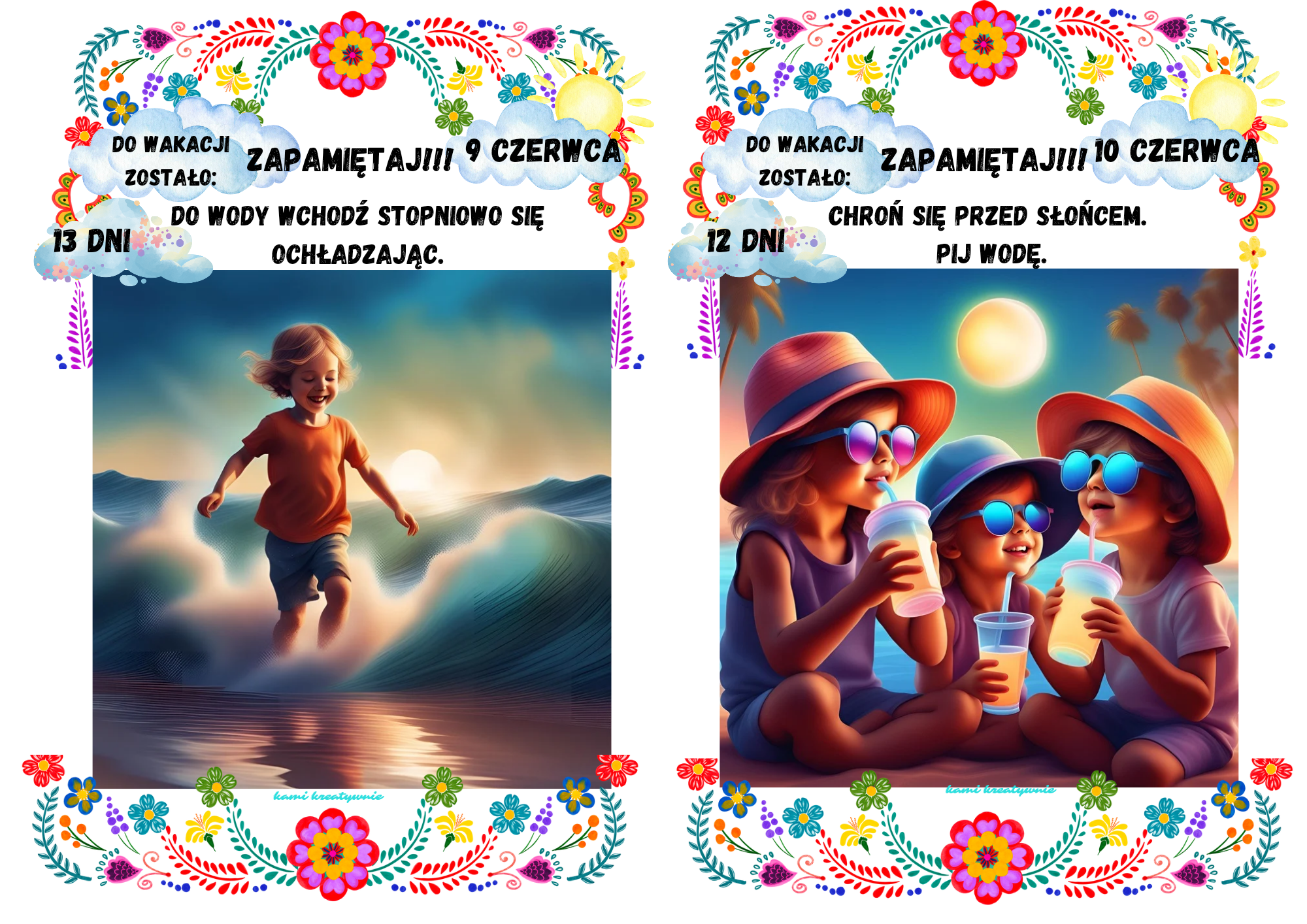 Bezpieczne odliczanie do wakacji- plansze