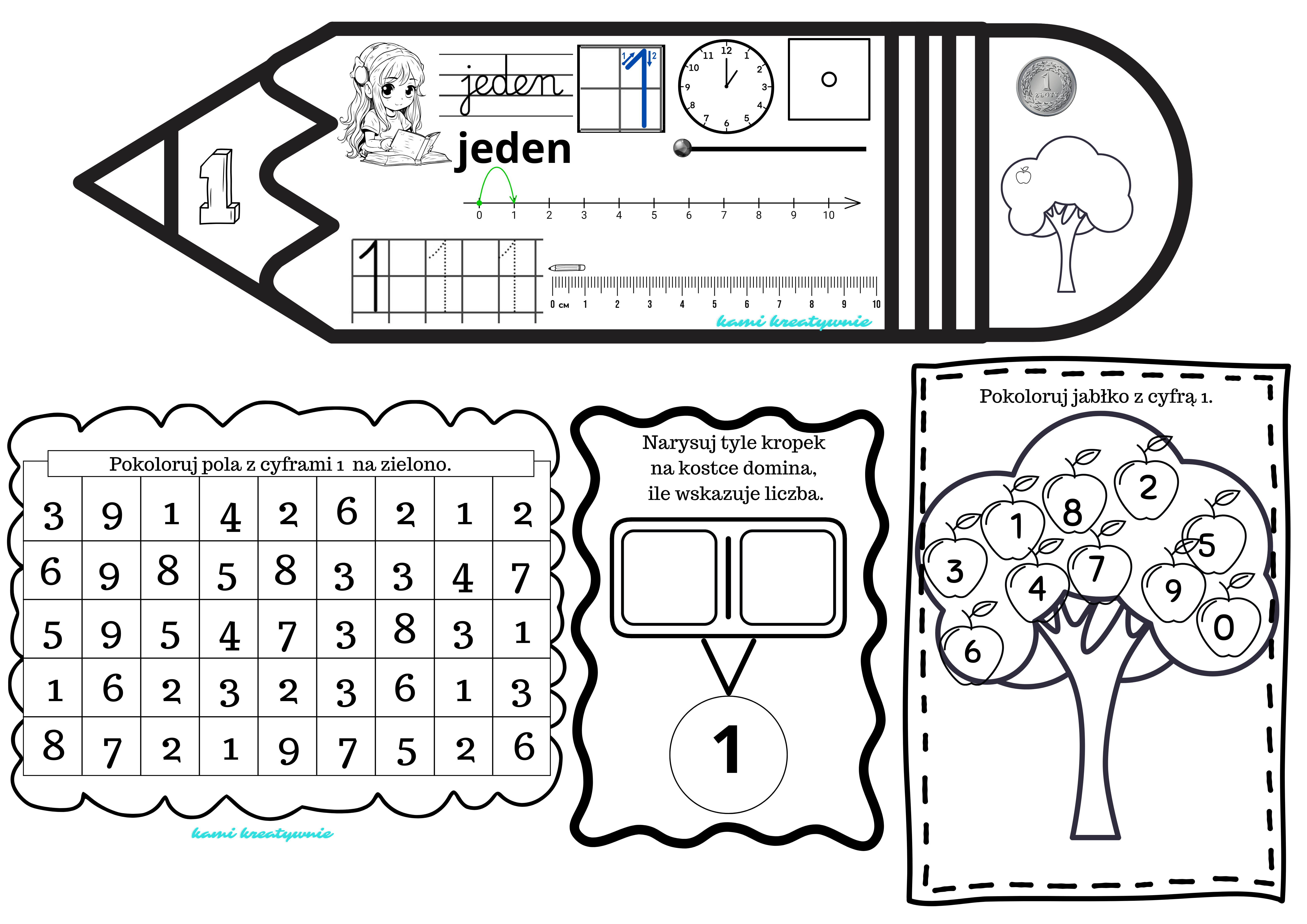 Komplet wklejek z cyframi 0-9- e-book - obrazek 2