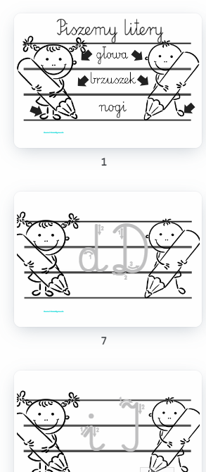 Litery- powiększona liniatura do wprowadzenia alfabetu