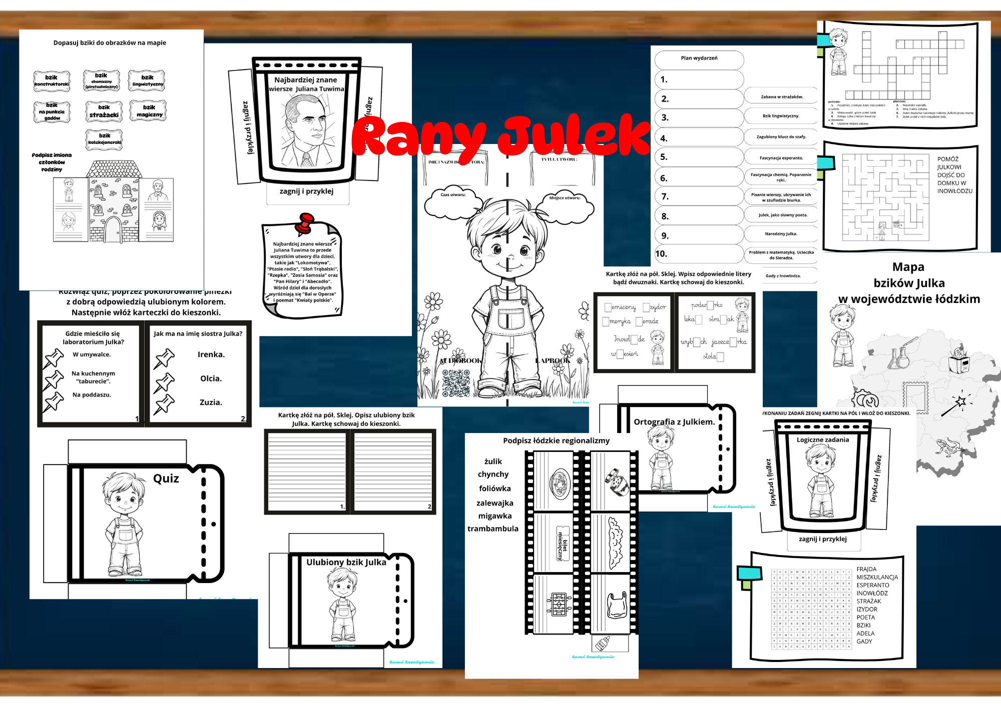 Rany Julek! O tym, jak Julian Tuwim został poetą.- lapbook bądź wklejki- e-book