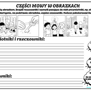 Części mowy w obrazkach- 20 kart
