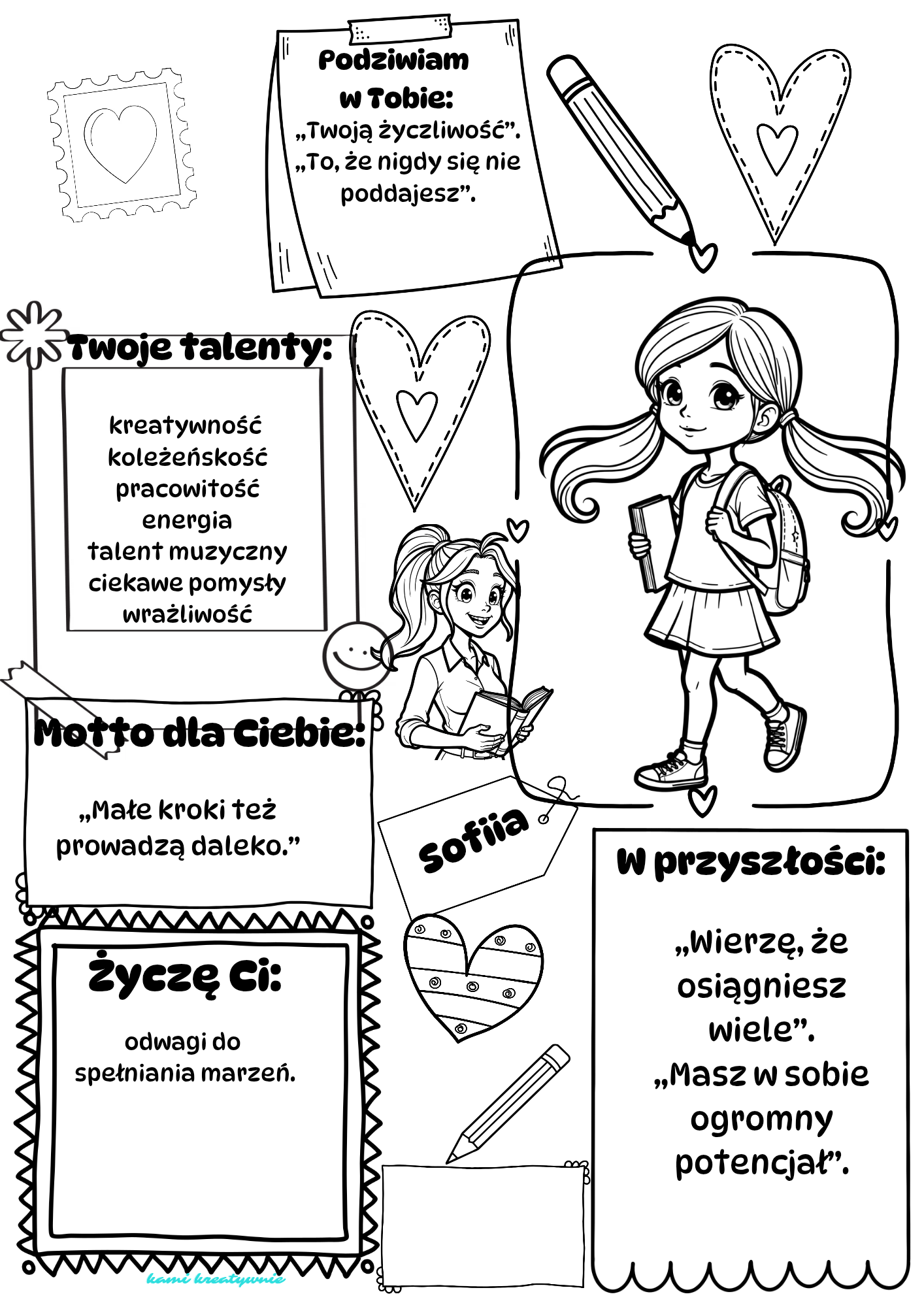 List - sketchnotka- 28 awatarów do edycji w Word. Klasa 3