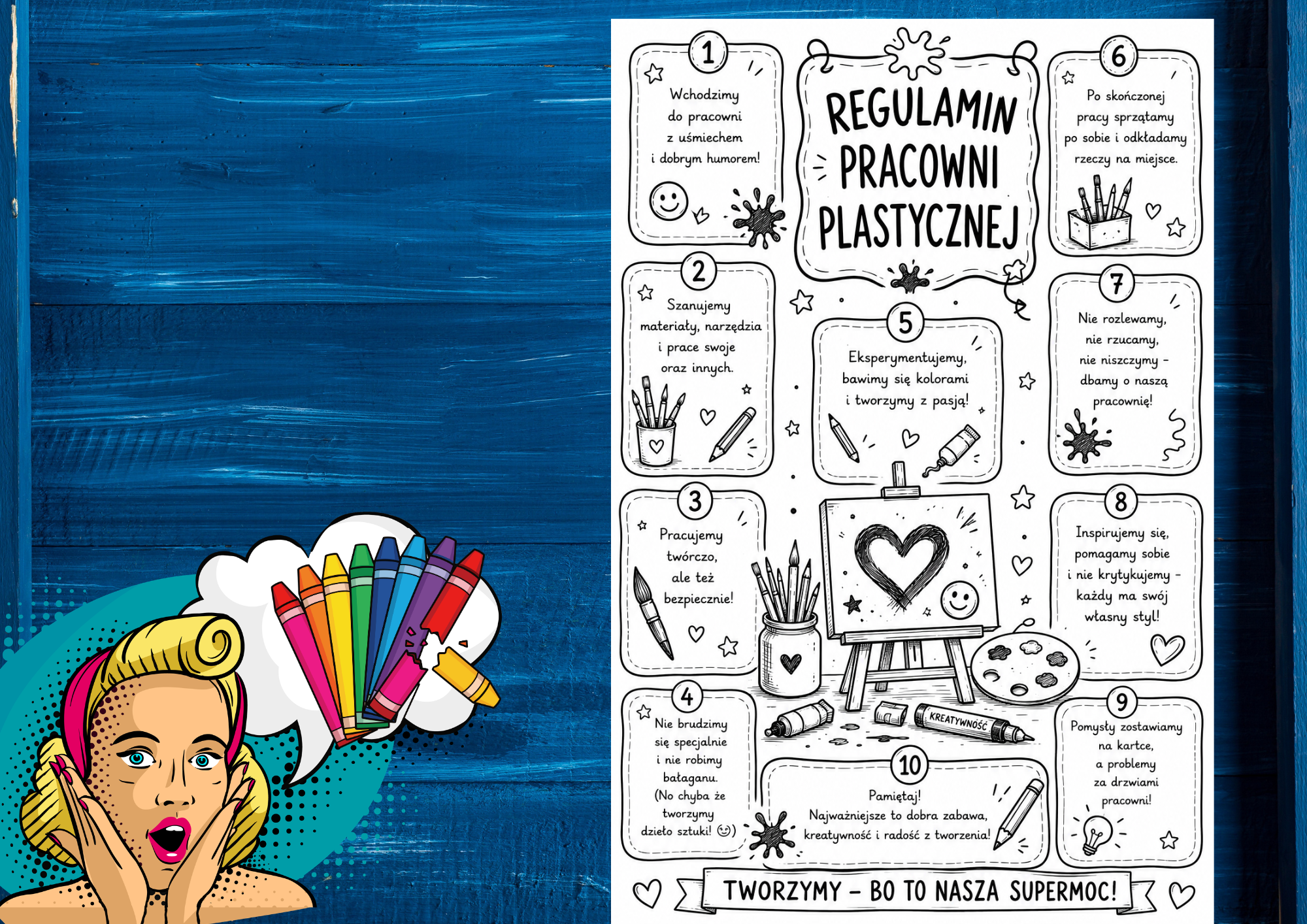 Regulamin pracowni plastycznej- infografika
